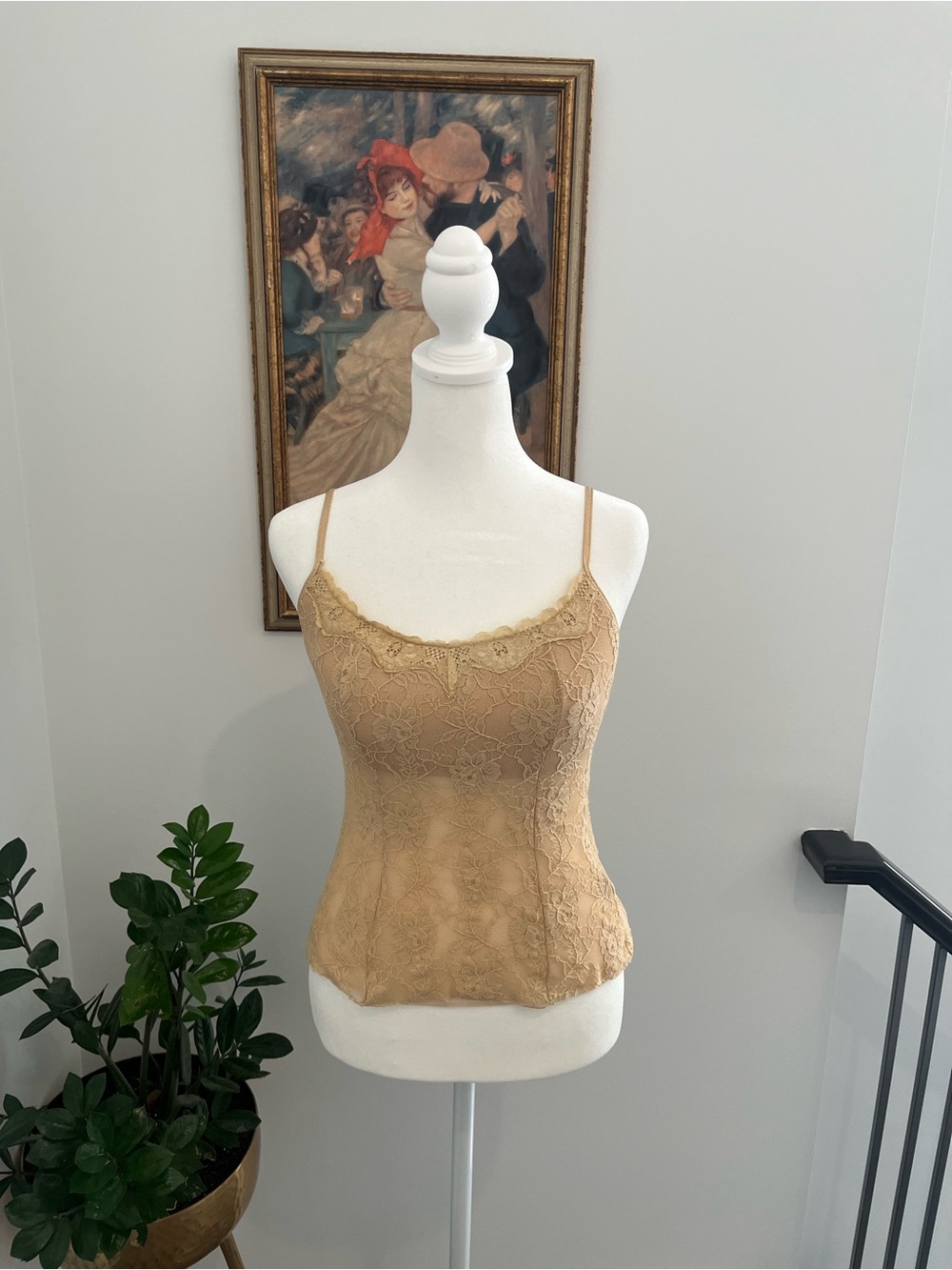 Vintage whimsical Lace-Trim Camisole in Nude